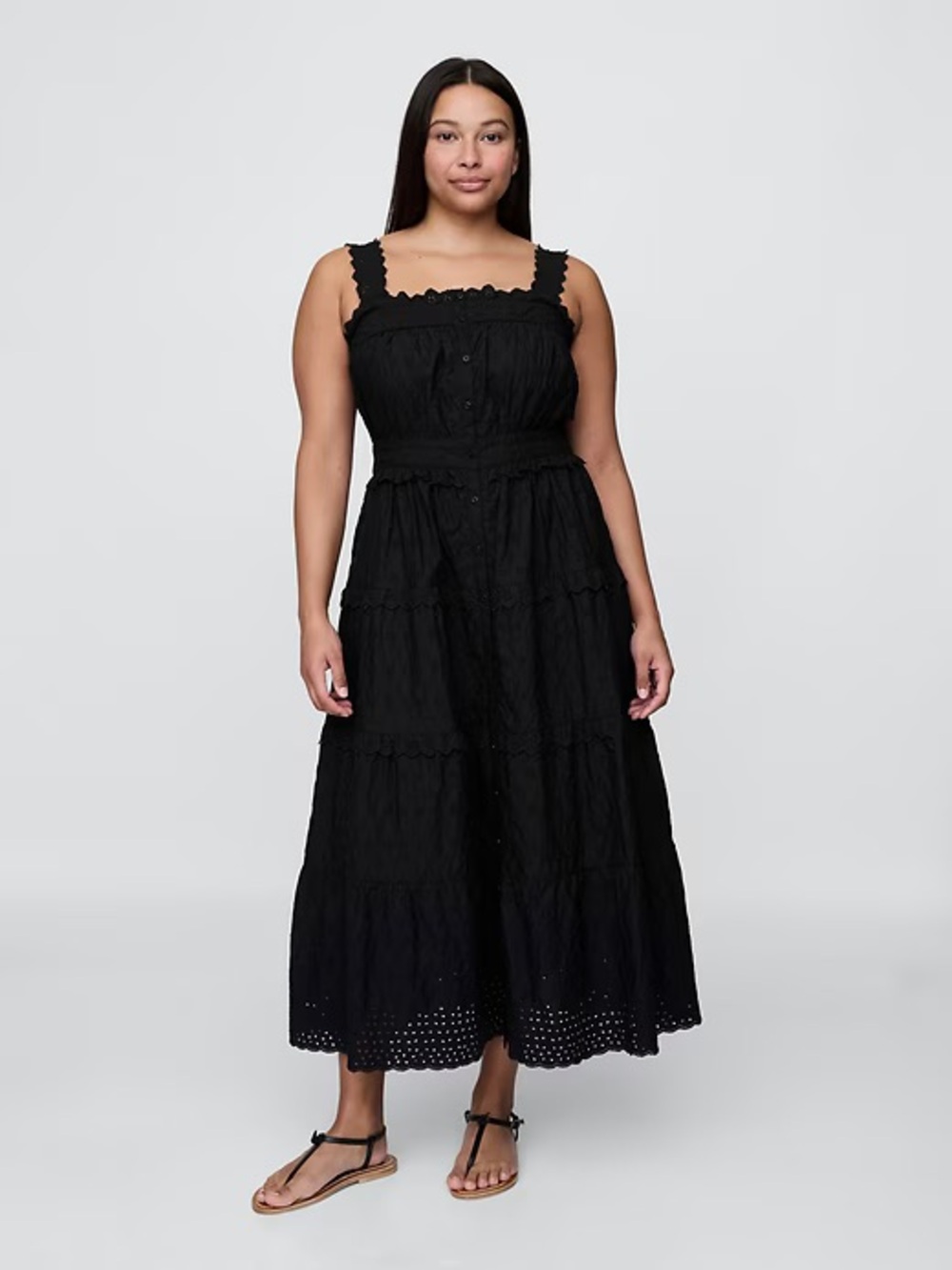 NEW! Gap × DÔEN Black Eyelet Midi Dress 📝 - Picture 3 of 5